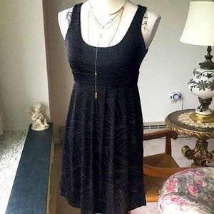 Express Black Pleated Gold Dot Dress